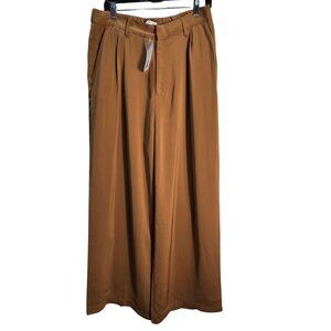 NWT | Brown Pleated Wide Leg High Waisted Trousers Dress Pants | Size 14